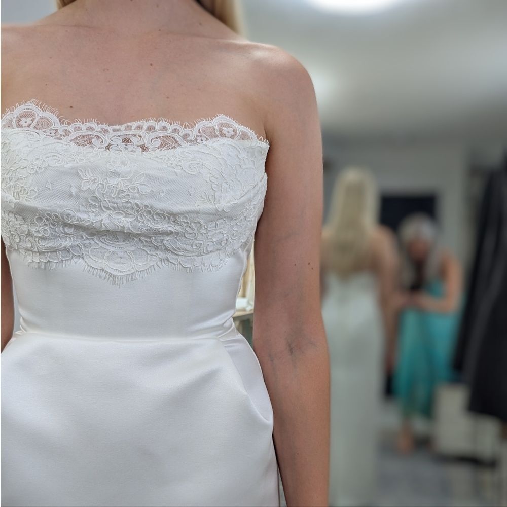 Custom Chantilly Column Wedding Gown - Picture 3 of 7